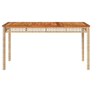 Masă de grădină, bej, 140x80x75 cm, poliratan și lemn acacia - Img 4