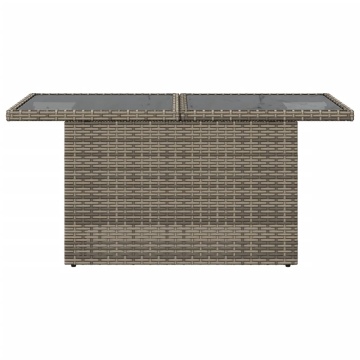 Masă de grădină, blat din sticlă, gri, 100x55x73 cm, poliratan - Img 8