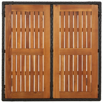 Masă de grădină cu blat din lemn negru, 90x90x75 cm, poliratan - Img 6