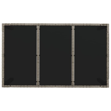 Masă de grădină cu blat din sticlă gri, 150x90x75 cm, poliratan - Img 7