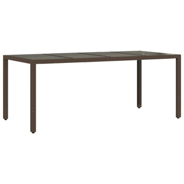 Masă de grădină cu blat din sticlă maro 190x90x75 cm poliratan - Img 2