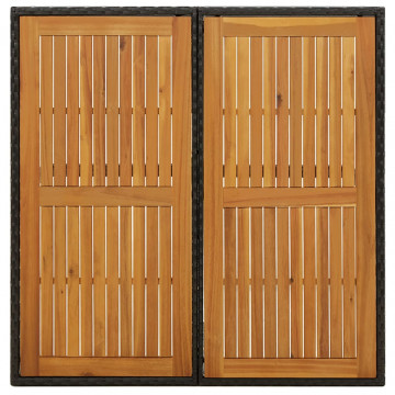 Masă de grădină, negru, 109x107x74 cm, poliratan și lemn acacia - Img 4