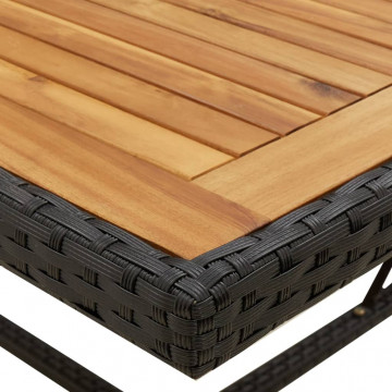 Masă de grădină, negru, 109x107x74 cm, poliratan și lemn acacia - Img 5
