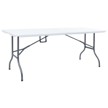 Masă de grădină pliabilă cu 2 bănci, alb, 180 cm, oțel și HDPE - Img 4