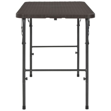 Masă de grădină pliabilă, maro, 120x60x74, HDPE, aspect ratan - Img 3