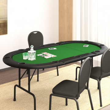 Masă de poker pliabilă, 10 jucători, verde, 206x106x75 cm - Img 1