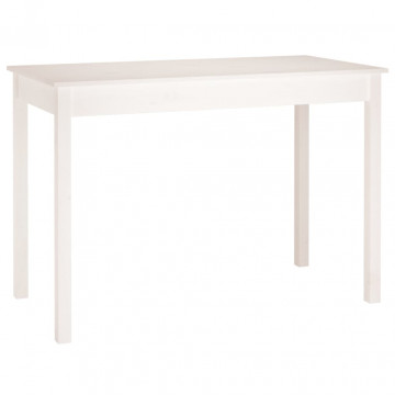Masă de sufragerie, alb, 110x55x75 cm, lemn masiv de pin - Img 2