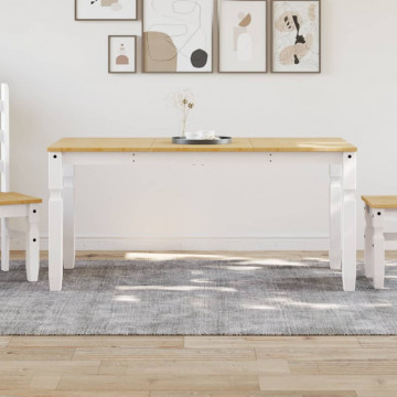 Masă de sufragerie "Corona", alb 160x80x75 cm lemn masiv de pin - Img 1