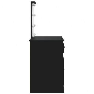 Masă de toaletă cu LED-uri, negru, 90x42x132,5 cm - Img 5