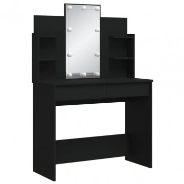 Masă de toaletă cu LED-uri, negru, 96x40x142 cm - Img 3
