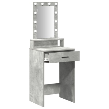 Masă de toaletă cu lumini LED Gri din beton 50x41x140 cm - Img 4