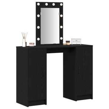 Masa de toaletă cu lumini LED Negru Stejar 102x33x135 cm - Img 3