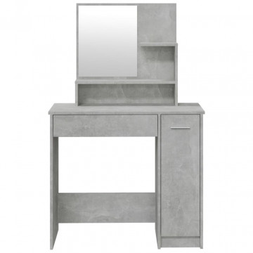 Masă de toaletă cu oglindă, gri beton, 86,5x35x136 cm - Img 5