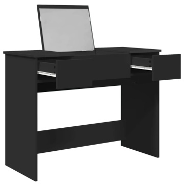 Masă de toaletă cu oglindă, negru, 100x45x76 cm - Img 4