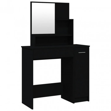 Masă de toaletă cu oglindă, negru, 86,5x35x136 cm - Img 2