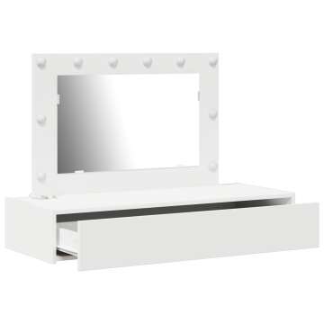 Masă de toaletă suspendată cu lumini LED - Alb - Img 4