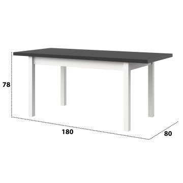 Masa extensibila 140x180 cm mb-21 modena1, alb/grafit, lemn masiv de fag si pal - Img 4