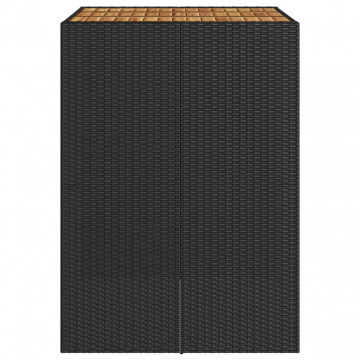 Masă grădină blat din lemn acacia negru 105x80x110 cm poliratan - Img 5