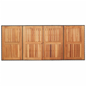 Masă grădină, blat din lemn acacia negru 190x80x75 cm poliratan - Img 6