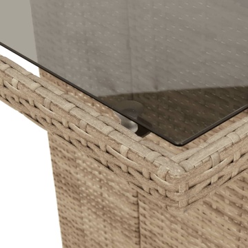 Masă grădină cu blat din sticlă, bej, 190x80x75 cm, poliratan - Img 7