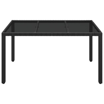 Masă grădină cu blat din sticlă, negru, 150x90x75 cm, poliratan - Img 3