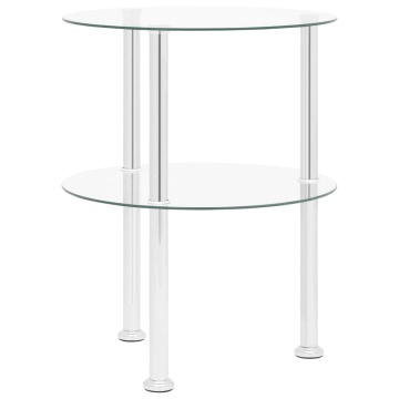 Masă laterală 2 niveluri, transparent, 38 cm, sticlă securizată - Img 4