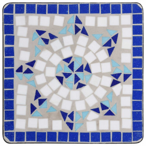Masă laterală cu mozaic, albastru și alb, ceramică - Img 4