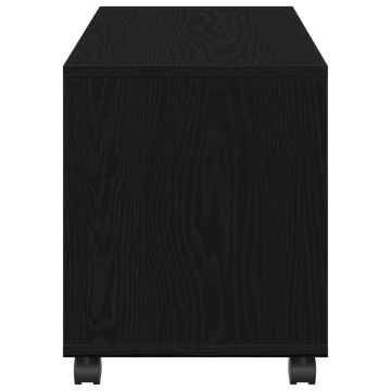 Masă laterală cu roți stejar negru 72x33x42,5 cm lemn prelucrat - Img 4