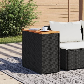 Masă laterală de grădină blat lemn negru 58x27,5x55cm poliratan - Img 3