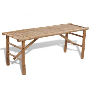 Masă pentru bere cu 2 bănci, 100 cm, bambus - Img 3