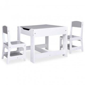 Masă pentru copii, cu 2 scaune, alb, MDF - Img 3