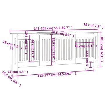 Mască pentru calorifer, alb, 205 cm, MDF - Img 7