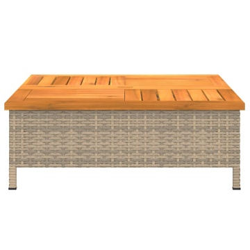 Mască suport umbrelă de soare, bej 70x70x25 cm poliratan/acacia - Img 8