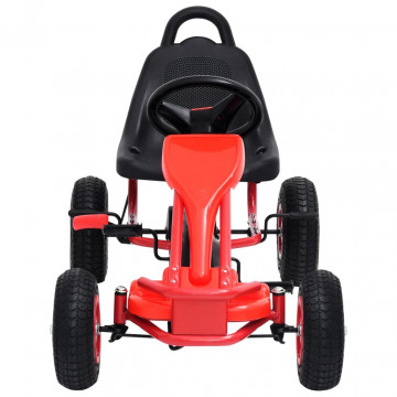 Mașinuță kart cu pedale și roți pneumatice, roșu - Img 3