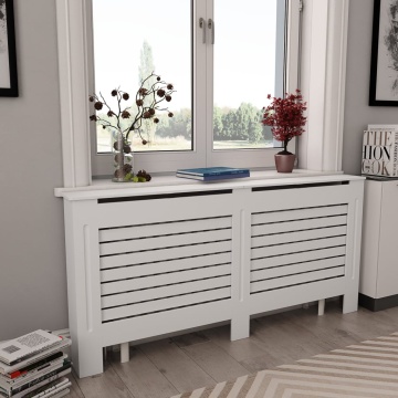 Măști de calorifer, 2 buc., alb, 172 x 19 x 81,5 cm, MDF - Img 1