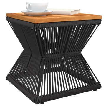 Măsuță cafea bază din sârmă negru 38x38x38 cm lemn masiv acacia - Img 4