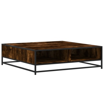 Măsuță cafea stejar fumuriu 100x100x30 cm lemn prelucrat/metal - Img 6