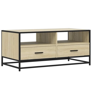 Măsuță cafea stejar sonoma 100x50x45 cm lemn prelucrat și metal - Img 2