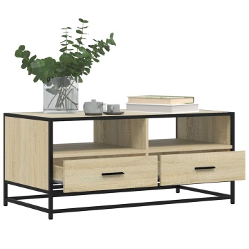 Măsuță cafea stejar sonoma 100x50x45 cm lemn prelucrat și metal - Img 4
