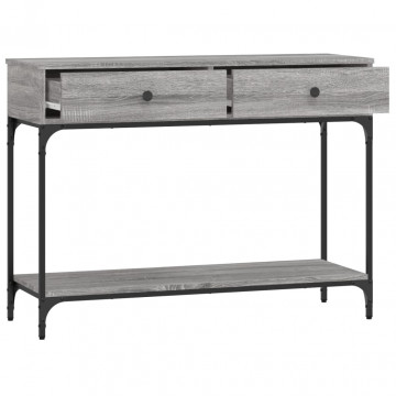 Măsuță consolă, gri sonoma, 100x34,5x75 cm, lemn prelucrat - Img 7
