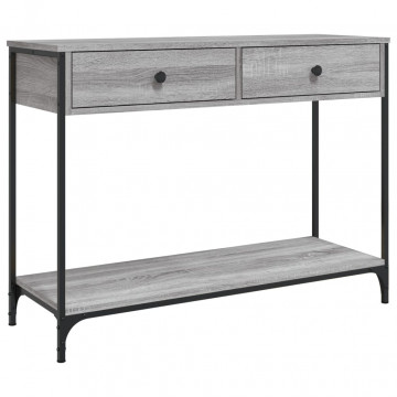 Măsuță consolă, gri sonoma, 100x34,5x75 cm, lemn prelucrat - Img 2