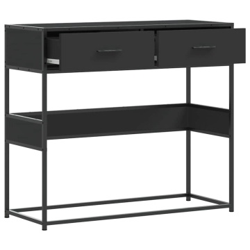 Măsuță consolă, negru, 90x35x80 cm, lemn prelucrat - Img 6