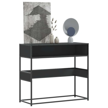 Măsuță consolă, negru, 90x35x80 cm, lemn prelucrat - Img 1