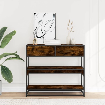 Măsuță consolă, stejar fumuriu, 90x35x80 cm, lemn prelucrat - Img 3