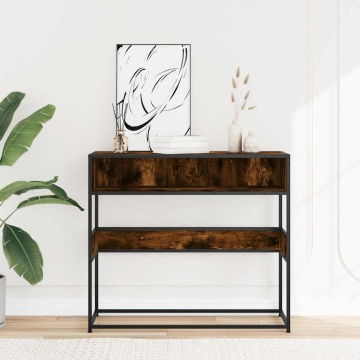 Măsuță consolă, stejar fumuriu, 90x35x80 cm, lemn prelucrat - Img 3