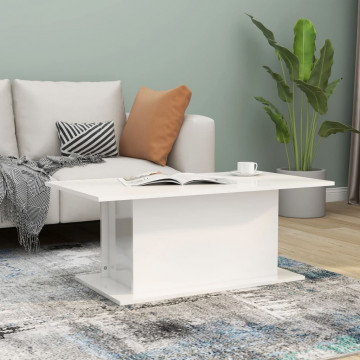 Măsuță de cafea, alb extralucios, 102x55,5x40 cm, PAL - Img 1