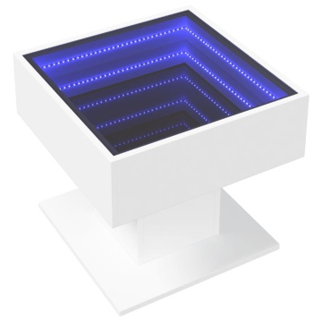 Măsuță de cafea cu LED, alb, 50x50x45 cm, lemn prelucrat - Img 3