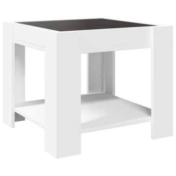 Măsuță de cafea cu LED, alb, 53x53x45 cm, lemn prelucrat - Img 7