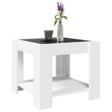 Măsuță de cafea cu LED, alb, 53x53x45 cm, lemn prelucrat - Img 8
