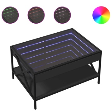 Măsuță de cafea cu LED infinity, negru, 70x50x38 cm - Img 2
